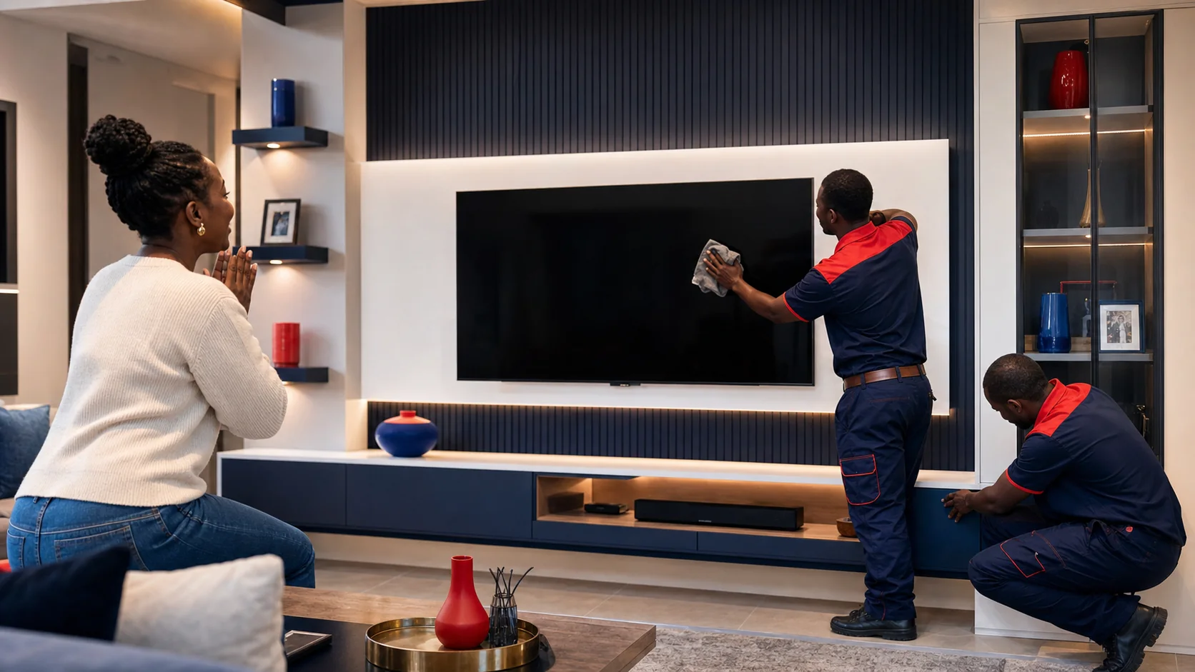 TV stand customer handover